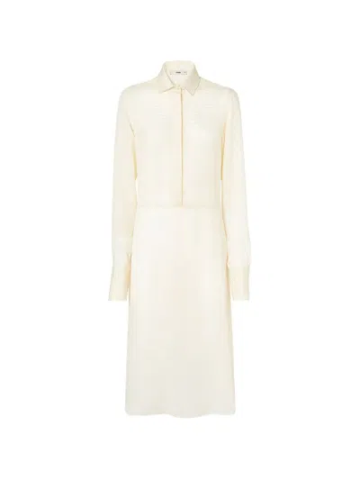 Fendi Jacquard-weave Long-sleeve Midi Dress In Gray