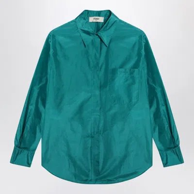 Fendi Turquoise Taffetas Shirt In Green