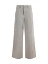 Fendi Wide Leg Denim Trousers With Multiple Pockets