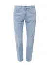 Fendi Cotton Jeans With Lateral Ff Print In Blue