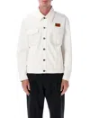 Fendi Logo Patch Oversized Jeans Jacket In White