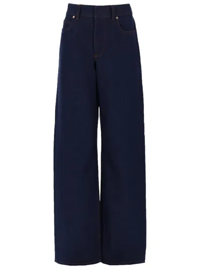Fendi Women Navy Blue Straight Leg Denim Jeans