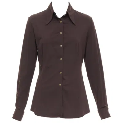 Pre-owned Fendi Jeans Vintage Brown Ff Logo Buttons Fitted Long Sleeves Shirt