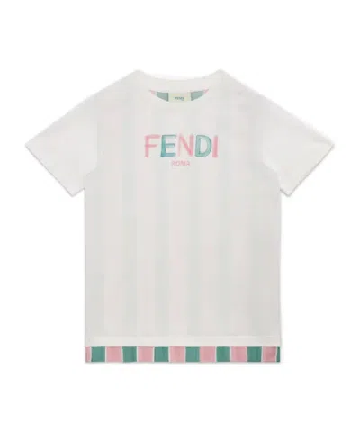 Fendi Jersey And Poplin Junior T-shirt In Gray