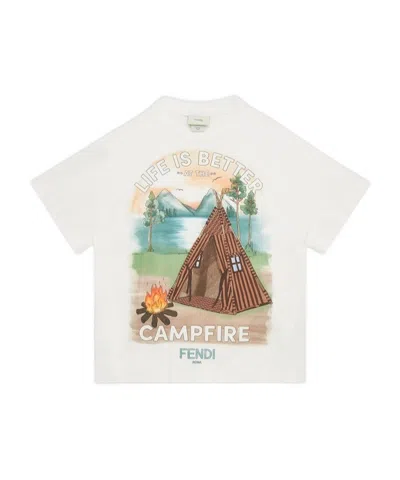 Fendi Kids' Jersey Junior T-shirt In White