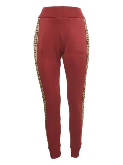 Pre-owned Fendi Jersey Logo Band Trousers In Red