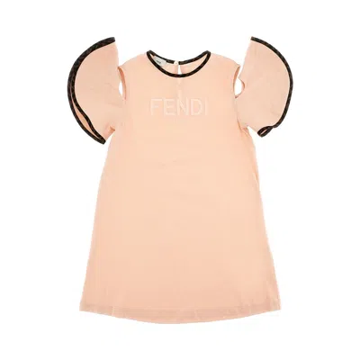 Fendi Jersey Mini Dress With Ff Trims Kids In Pink
