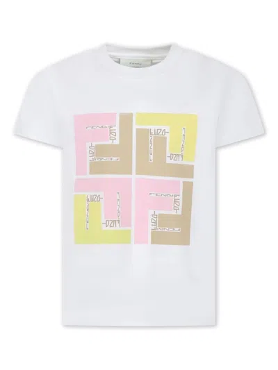 Fendi Kids' Jersey T-shirt In Os Chalk Baby Pink