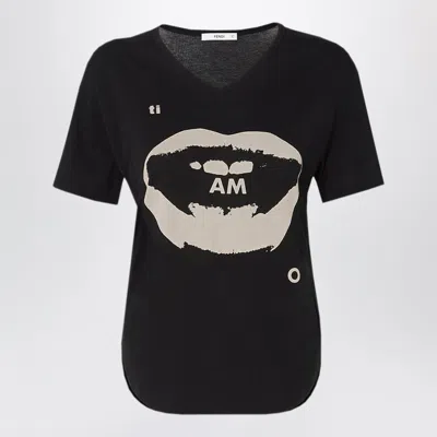 Fendi Jersey T-shirt With Love-themed Graphic In Black