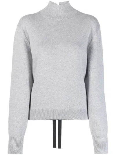 Fendi Stylish And Cozy Grey Melange Knitwear For Women In Gray