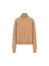 Fendi Turtleneck Long Sleeved Knitted Jumper In Beige