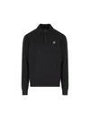Fendi Stretch Wool Polo Shirt With Ribbed Cuffs And Hem In Black