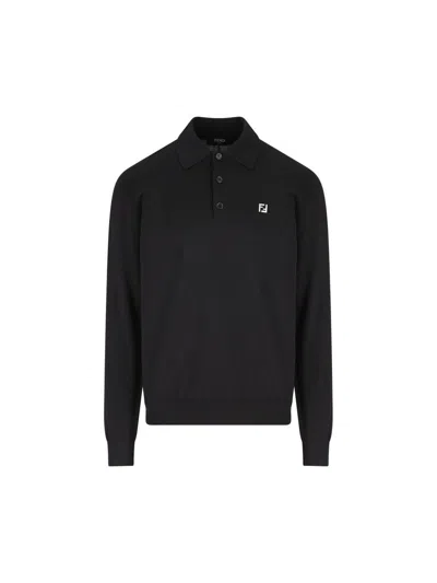 Fendi Logo-plaque Wool Polo Shirt In Animal Print