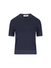 Fendi Wool Jacquard Pattern Sweater With Ribbed Edges In Blue