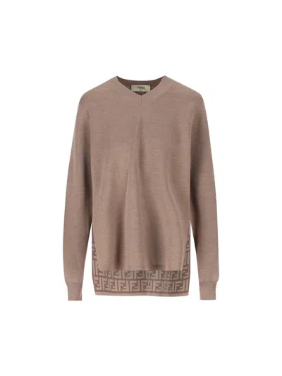 Fendi `ff` Sweater In Gray