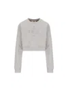 Fendi Crew-neck Sweatshirt Cropped In Grey Melange+biscuit