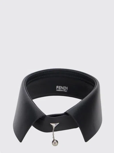 Fendi Charm-detail Leather Collar In Blue