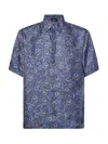 Fendi Logo-print Linen Shirt In Sapphire