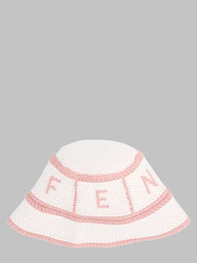 Fendi Jfp399k_aulpf1sgn Crochet Cotton-blend Bucket Hat In Pink