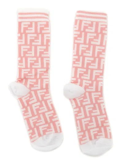 Fendi Jr 2 Pairs Of Ff Socks In Pink