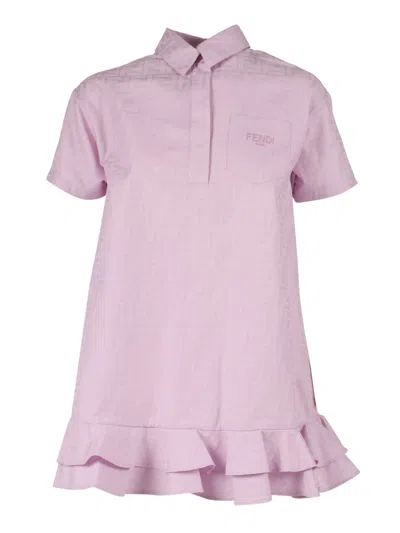 Fendi Jr Kids'  Abito Ff Cotton Jacq In Purple