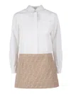 Fendi Jr Abito Ff Canvas In White