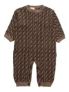 Fendi Jr Bunx Cotton Romper Suit In Brown
