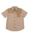 Fendi Jr Camicia Eavy Gabardine In Brown
