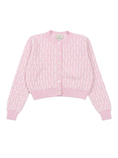 Fendi Jr Cardigan Ff Viscose Kni In Pink
