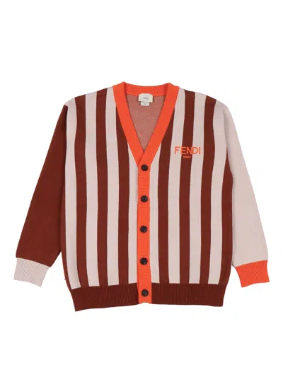 Fendi Jr Kids'  Cardigan Horse Jacquard In Multi