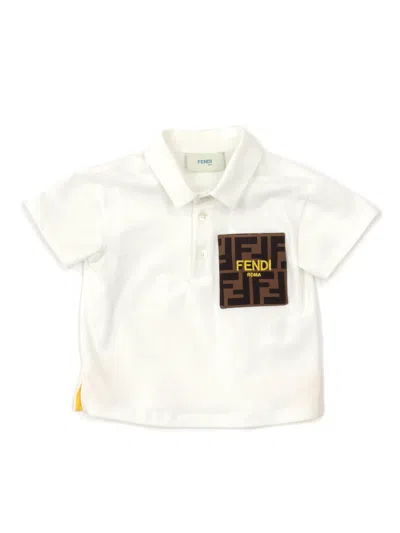 Fendi Jr Ff Chest Pocket Polo In White