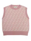 Fendi Jr Ff Piquet Knitted Top In Pink