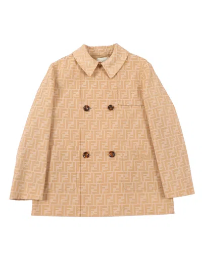 Fendi Jr Giacca Ff Canvas In Multi