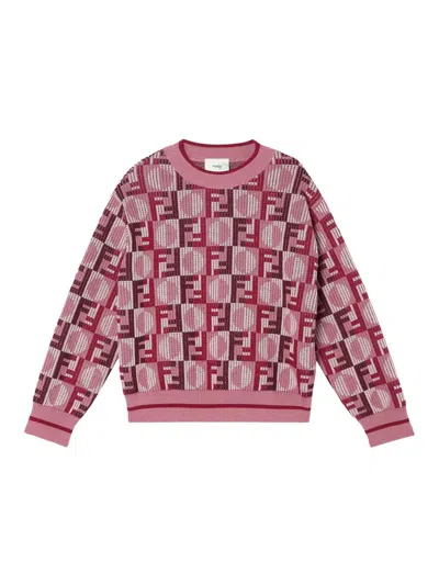 Fendi Jr Kids' Girocollo Ff In Brown