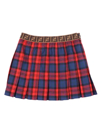 Fendi Jr Kids'  Gonna Red Tartan In Multi