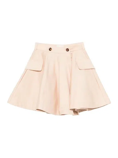 Fendi Jr Kids' Heavy Gabardine Round Skirt In Brown