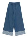 Fendi Jr Jeans With Embroidery In Blue