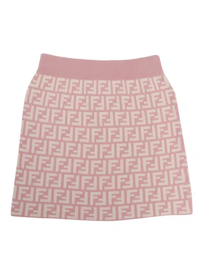Fendi Jr Kids' Knitted Skirt In Pink