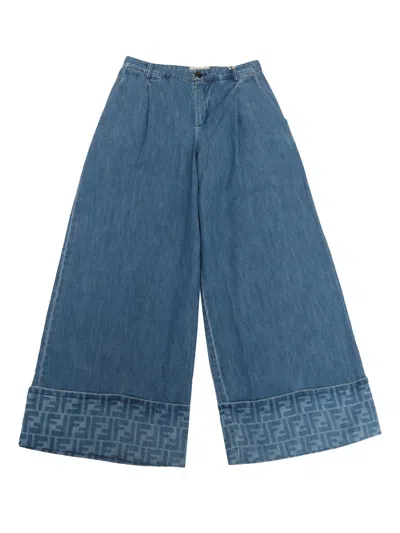 Fendi Jr Kids' Light Denim Pants In Blue