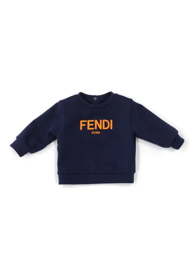 Fendi Jr Logo Sweatshirt In Blue