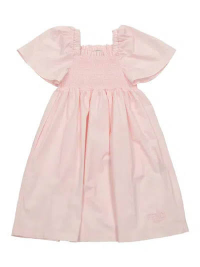 Fendi Jr Kids' Pink Cotton Dress For Girls