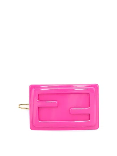 Fendi Jr Hair Clip With Logo In Pink