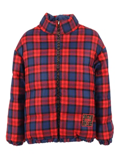 Fendi Jr Kids'  Piumino Red Tartan In Multi