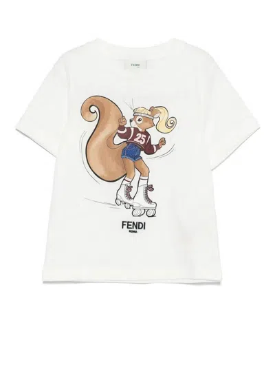 Fendi Jr Kids' Printed Jersey T-shirt In White