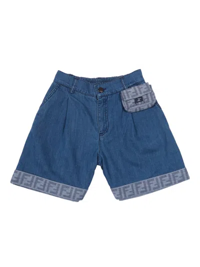 Fendi Jr Short Denim In Blue