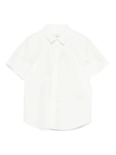 Fendi Jr Kids' Short-sleeved Popeline Shirt In White