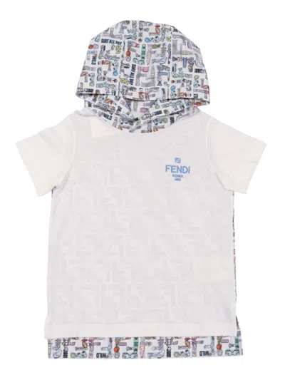 Fendi Jr T Shirt Popeline Ff An In White