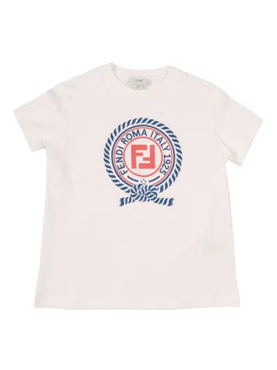 Fendi Jr T Shirt Jersey Tinto In White