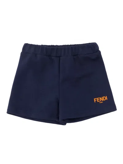 Fendi Jr Terry Shorts In Blue