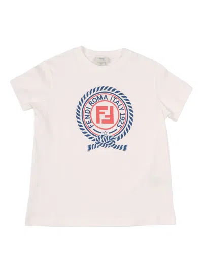Fendi Jr Kids'  T-shirt Jersey Tinto In Neutral